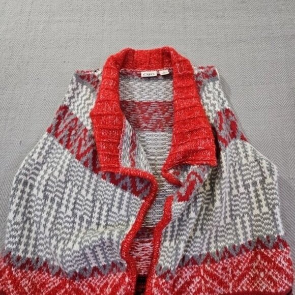 Cato Women's Multi Color Long Open Front Cardigan Sweater Vest Size Medium EUC - Picture 3 of 11
